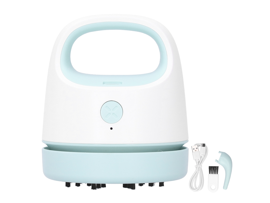 Limpador de Mesa Mini Portátil com 2 Níveis Ajustáveis, Coletor de Poeira e Migalhas, Carregamento Usb Azul