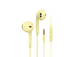 Auriculares com Fio Macaron K08 Foto de Ruído para Música Esportiva com Microfone 3,5 Mm Jack Universal Amarelo