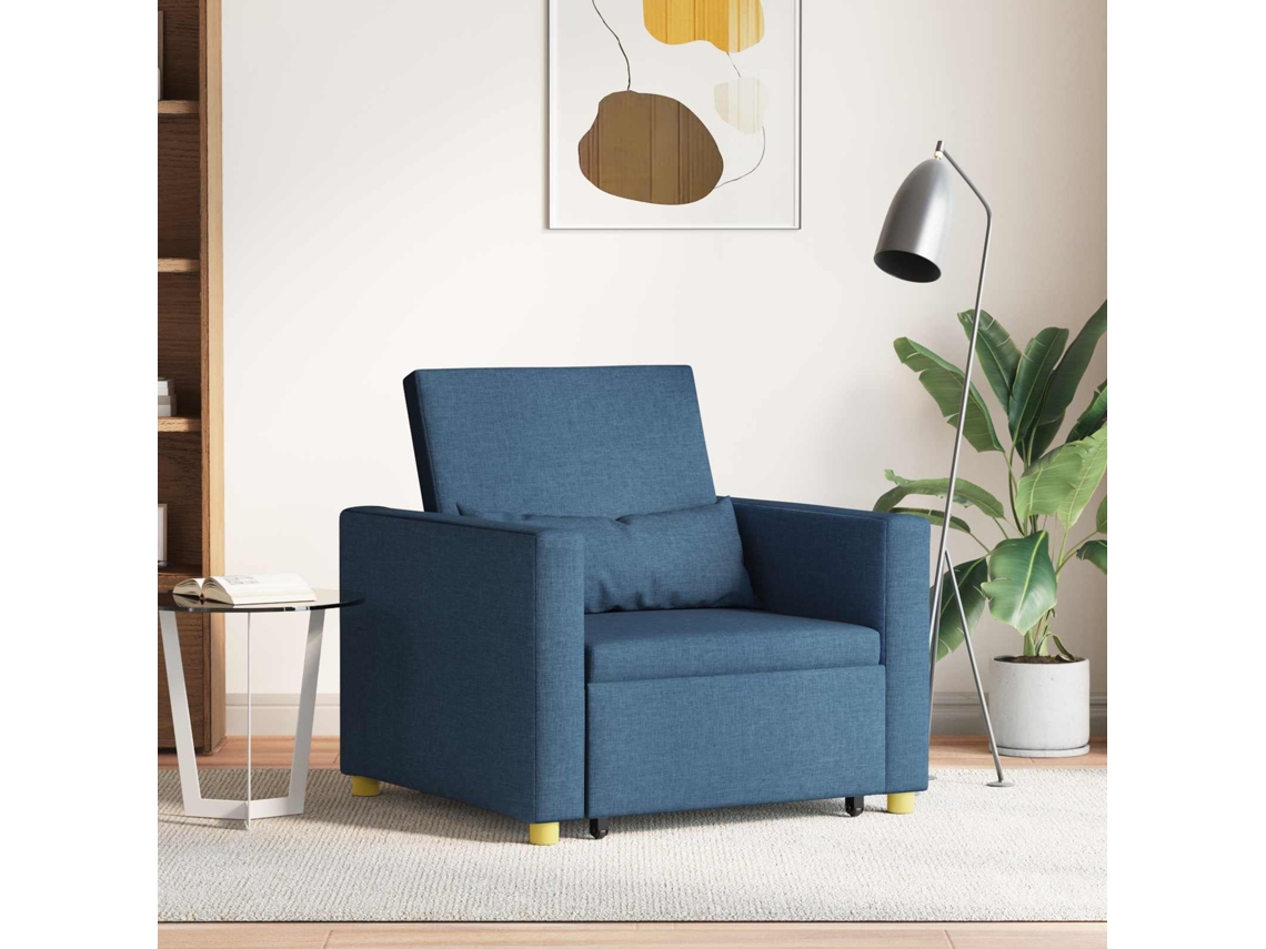 Vidaxl Sofá-camas Retrátil Individual Azul 90 X 165 X 87 Cm Tecido