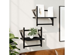 Vidaxl Prateleiras De Parede Com Barras 2 Pcs 30x25x30 Cm Preto