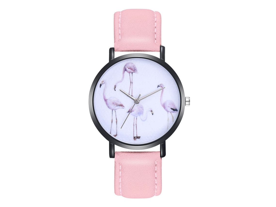 Relógio feminino Zhoulianfa K027-h rosa com mecanismo de quartzo e pulseira de PU.