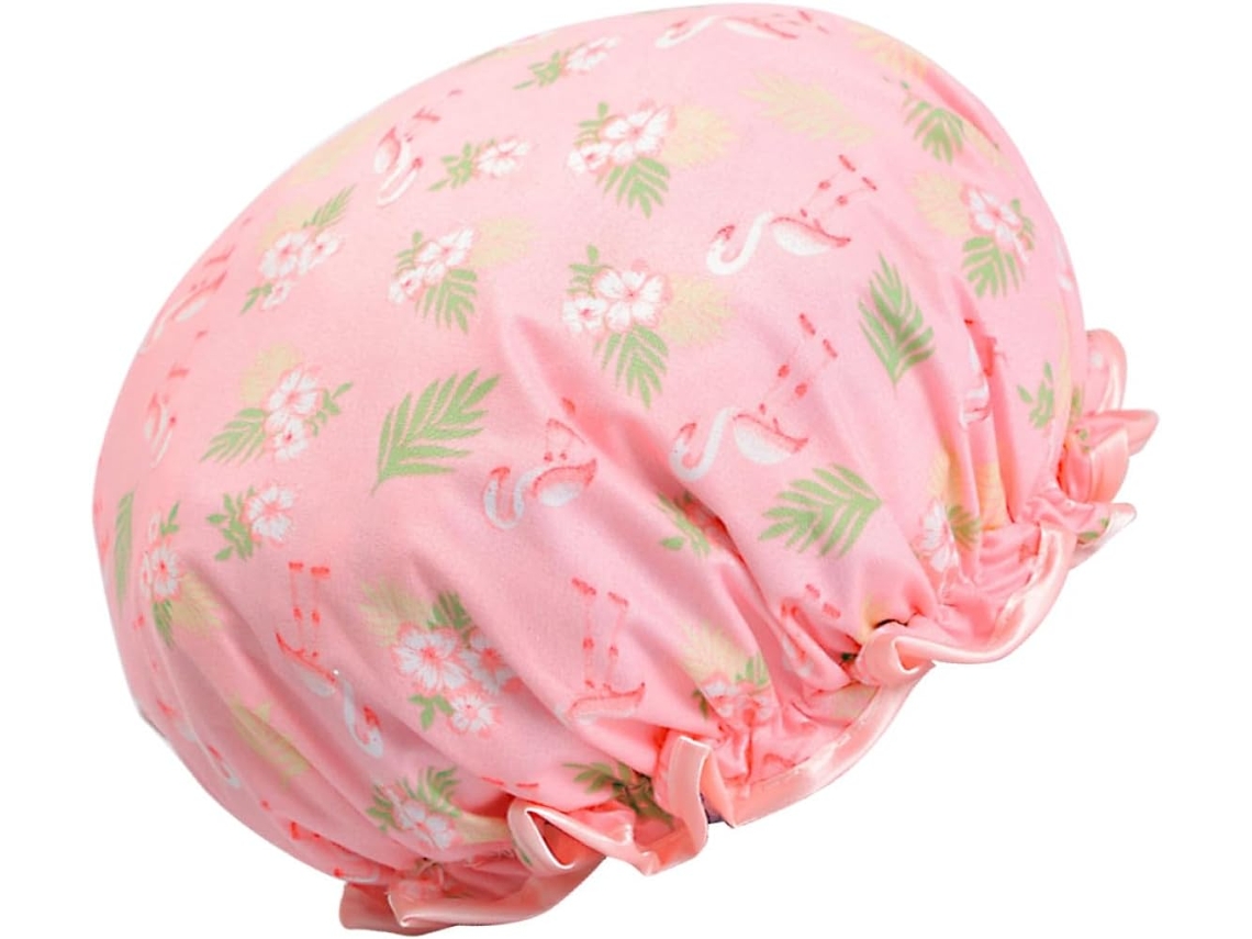 Cama dupla rosa impermeável em formato de tucano para natação, com estampa de flamingo, em PE.