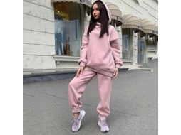 Conjunto De Moletom Feminino 2 Peças Com Capuz E Calça De Moletom Para Treino E Lazer Rosa