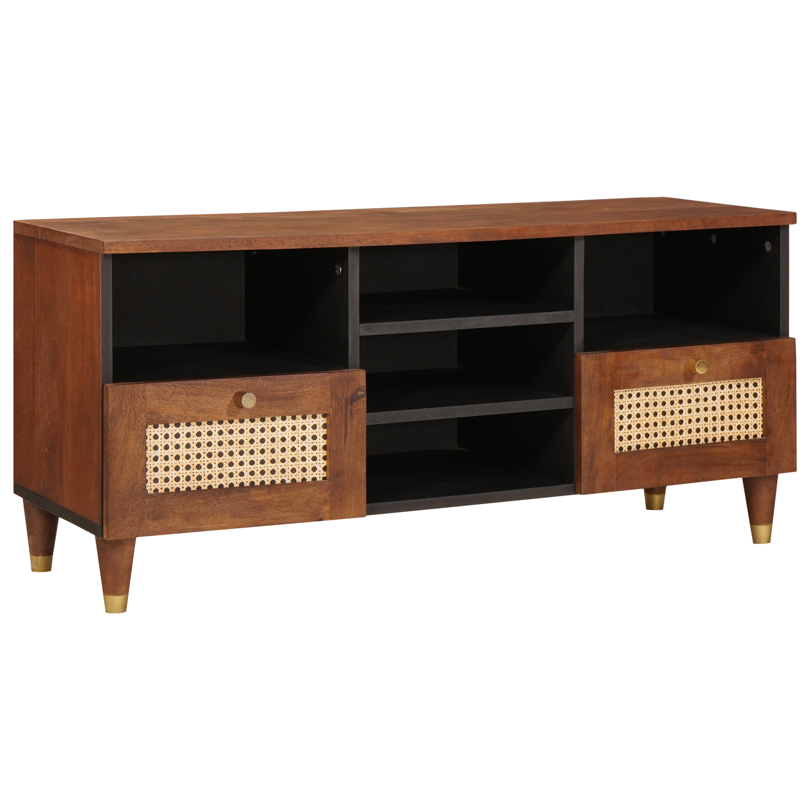Conjunto 1 Gabinete Para Tv Vidaxl Castanho Madeira De Mangueira Maciça (100 X 33,5 X 46 Cm)