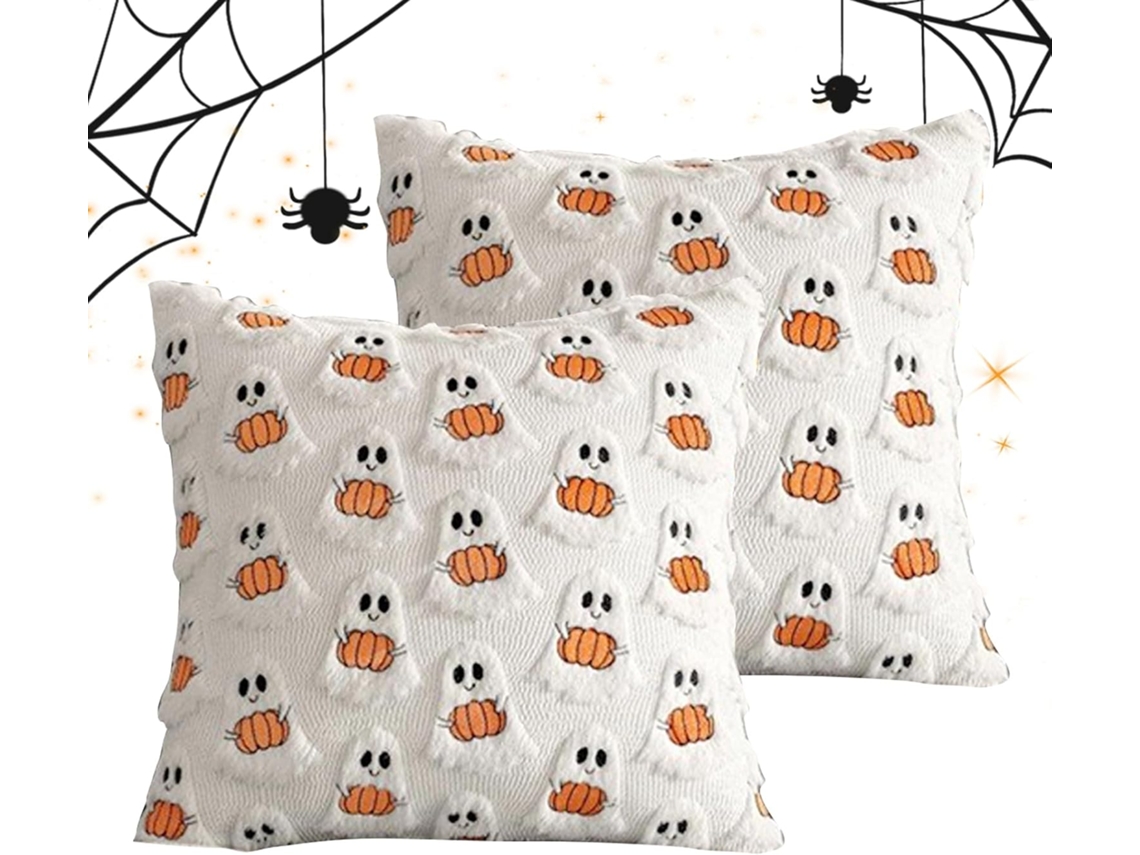 Capas de Almofada com Fantasma Abóbora Tema Colheita, Feriados Outono, Casas Campo Rústicas, Pátio, CHABERLU
