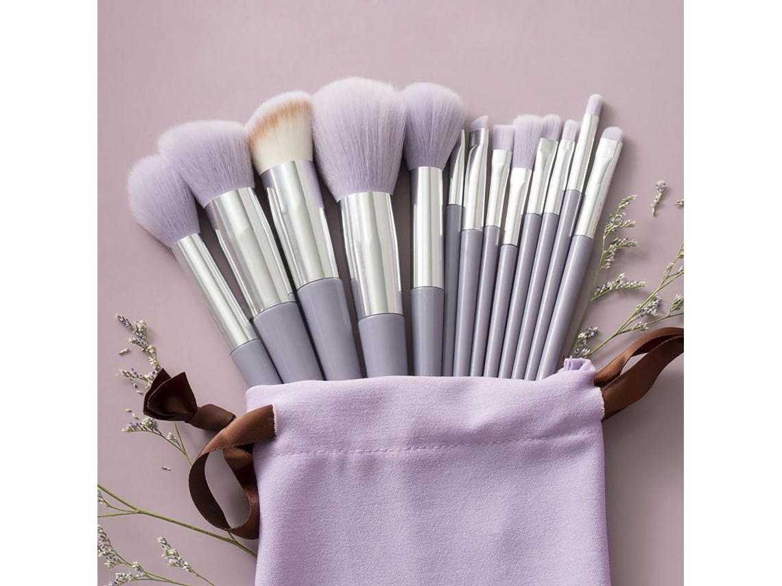 Kit De Pincéis De Maquiagem Roxos 13 Peças, Pincéis Macios Para Misturar, Pó, Corretivo, Kit Portátil Rnemitery
