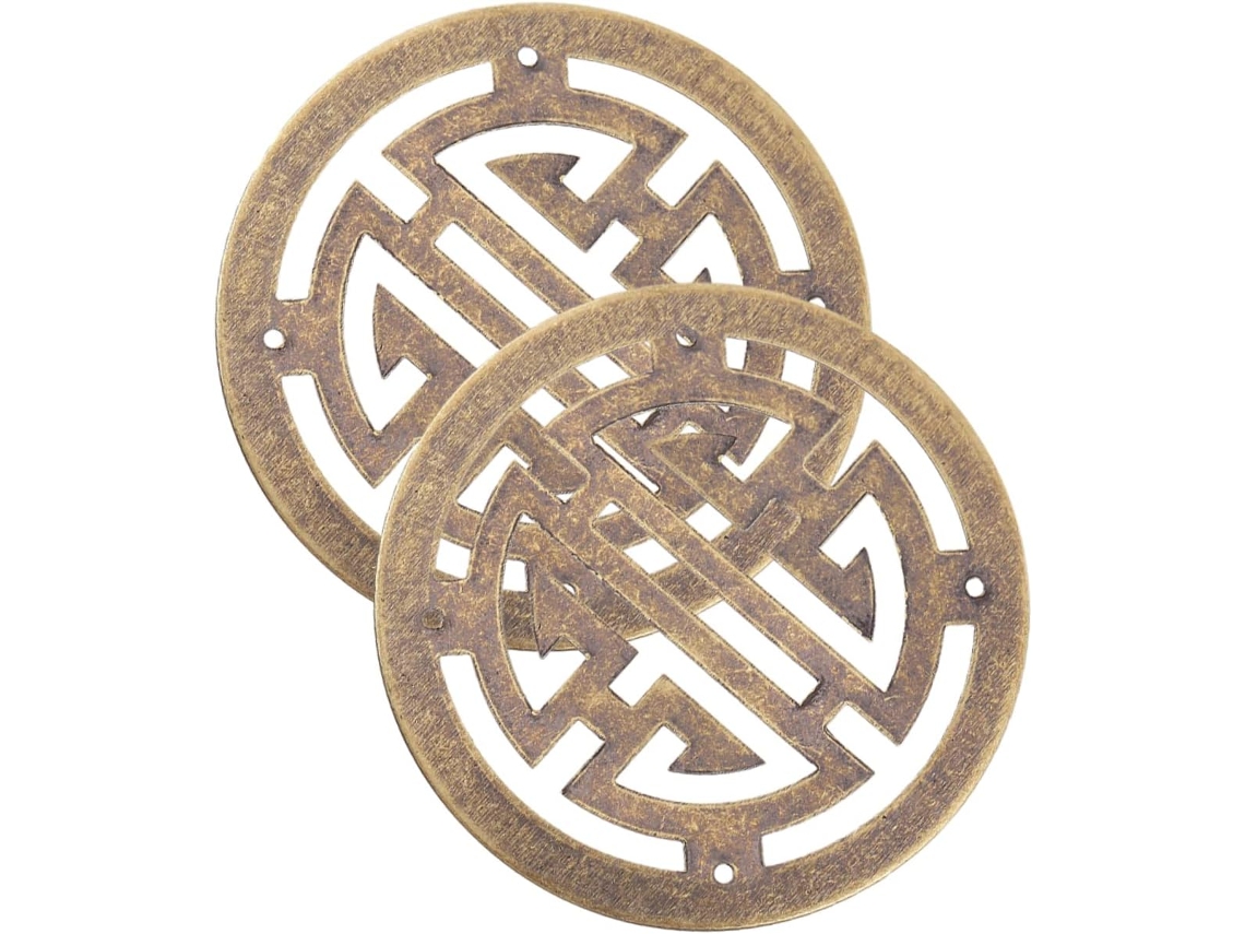 Caixa De Joias Madeira Kichvoe, Conjunto De 2 Peças, Com Apliques Entalhados Nos Cantos Em Cobre, Para Decoração De