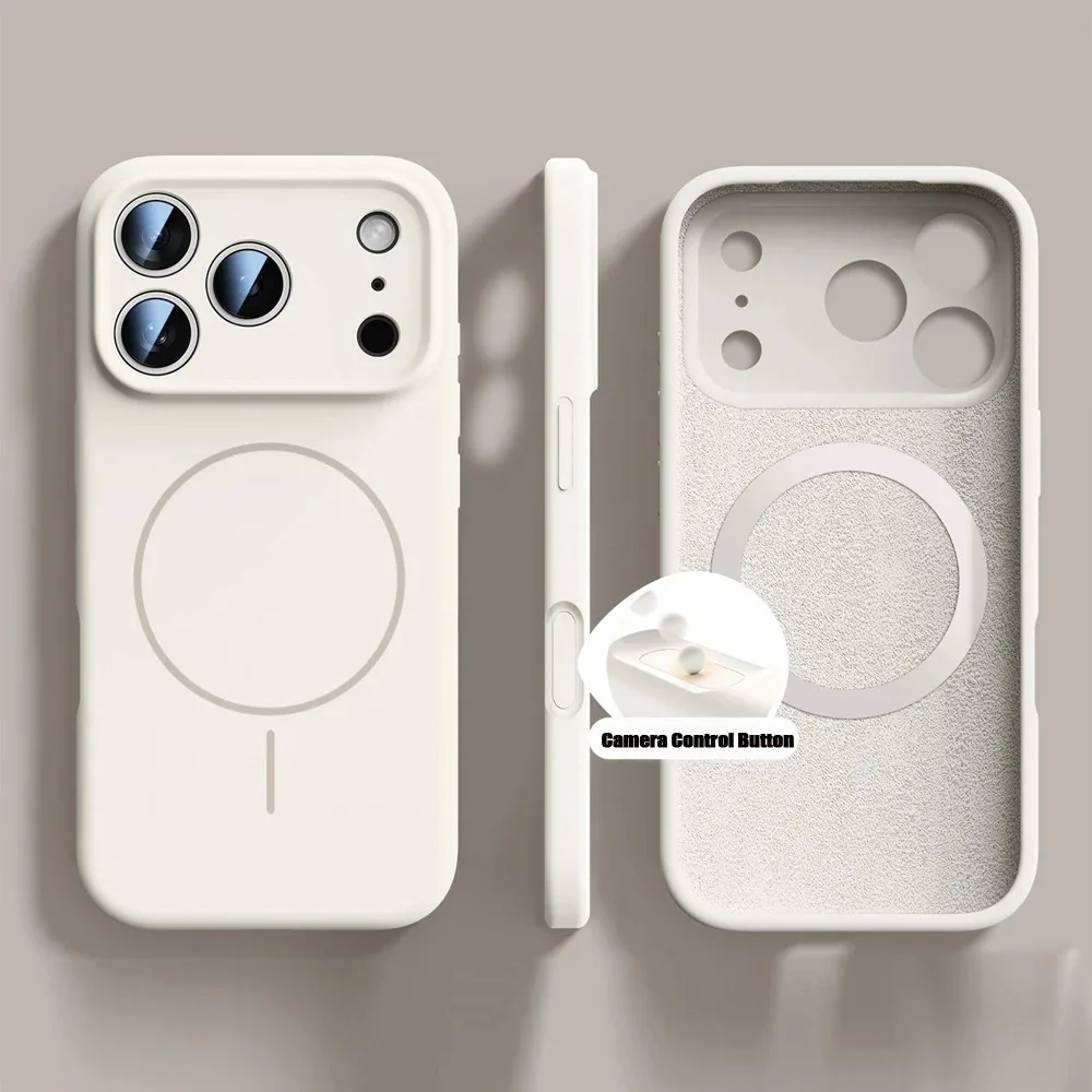 Capa Protetora Magnética De Silicone Líquido Para Iphone 13 Pro (branco), Capa Macia Original.