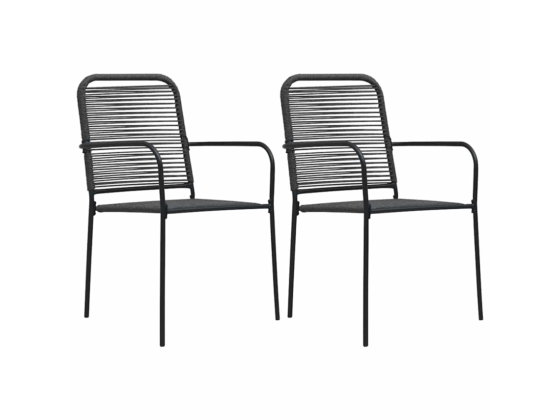 Vidaxl Cadeiras De Jardim 2 Pcs Corda De Algodão E Aço Preto