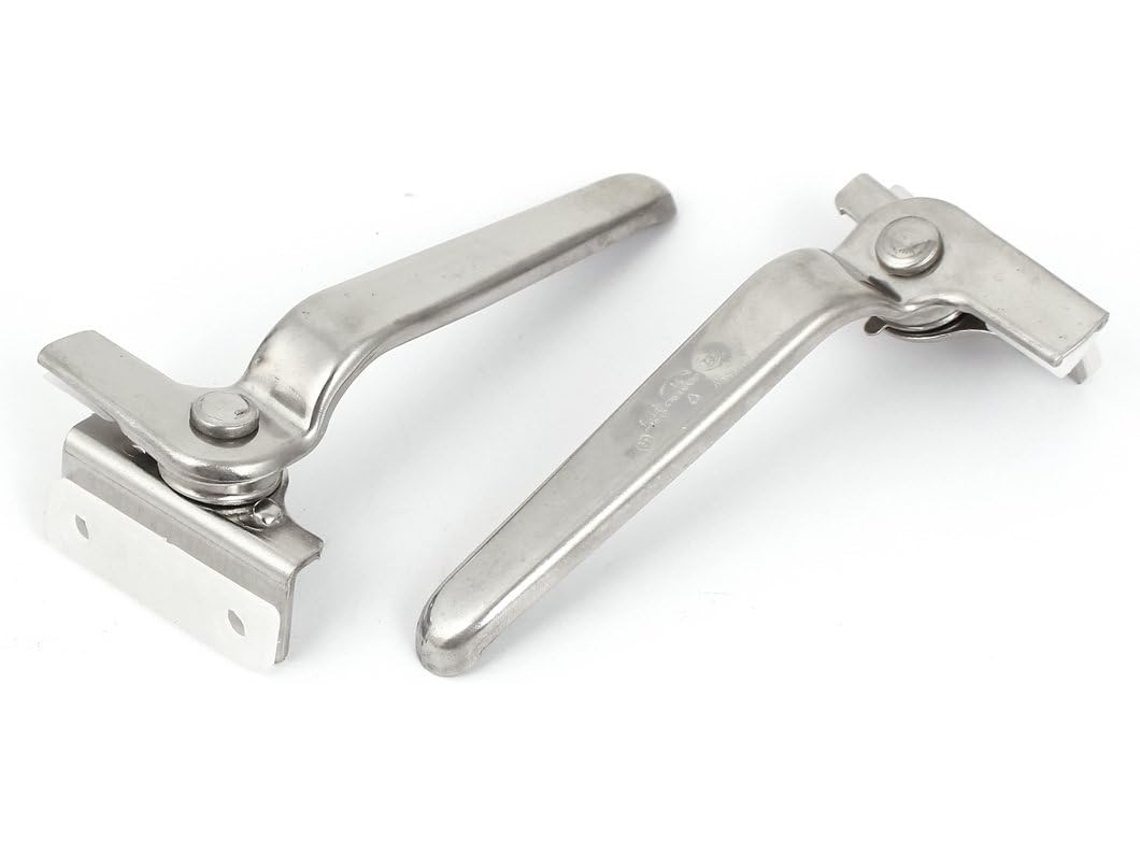 Trava de Janela Metal para Basculante Direita, com Puxador, Cor Prata, Conjunto Fechaduras e CHABERLU