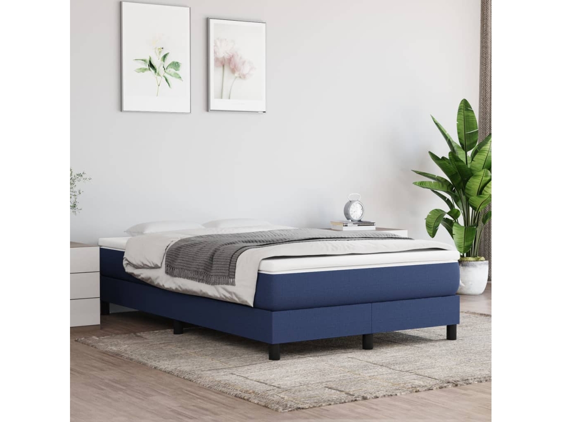Cama Com Molas/colchão 120x200 Cm Tecido Azul
