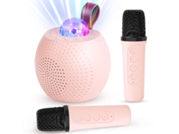 Mini Máquina De Karaokê Para Crianças E Adultos, Caixa De Som Bluetooth Com 2 Microfones Sem Fio, Caixa De Som Portátil Com Luzes Aquaforge