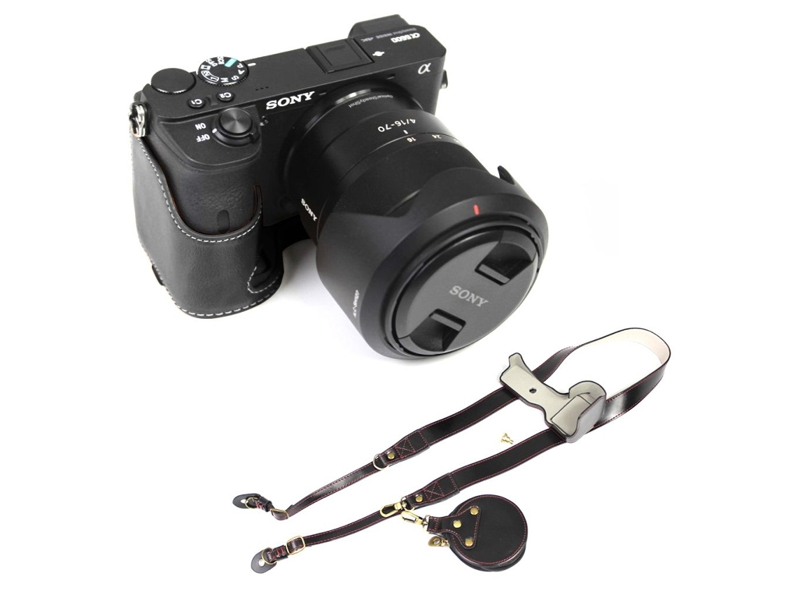 Capa De Couro Durável Para Sony Alpha A6600 Preta Brilvibera