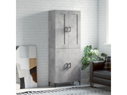 Vidaxl Armário Alto 69,5x34x180 Cm Derivados De Madeira Cinza Cimento