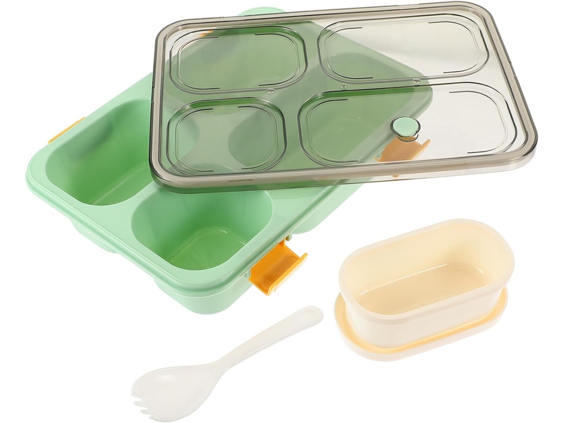 Lancheira Reutilizável Com Compartimentos E Tampa, Recipiente Leve E Funcional De 1300ml Para Alimentos, Ideal Para