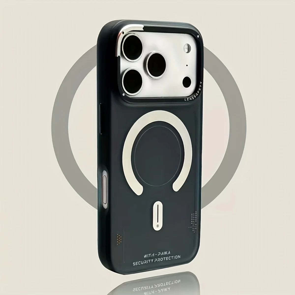 Capa Magnética Semitransparente Jateada Para Iphone 17 (preta), Proteção Para Lente E Resistente A Impactos.