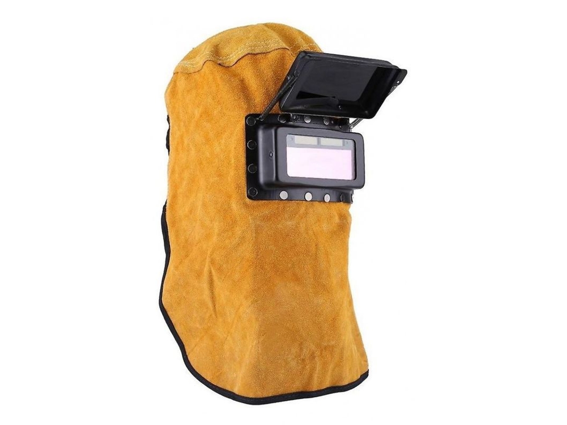 Máscara De Soldadura Automática Oscurecimiento Cuero Amarillo Leaigao Protección Facial Para Trabajo De Soldadura