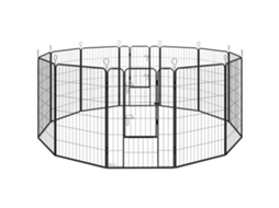 Parque para Cães 12 painéis 2 portas cercadinho de aço interior e exterior preto 80x120 Cm | S/MARCA
