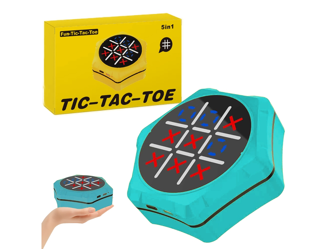 Jogo da Velha Educativo Portátil, 5 em 1, Azul AQUAFORGE