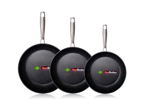 Jogo 3 Frigideiras Kit 18-20-24 cm , Indução, Alumínio Forjado 5 Camadas Anti-aderentes sem PFOA, 4mm de Espessura, Adequado para todos os Fogões, Vitrocerâmica, Gás, Máquina de Lavar Louça preto UNIQUE