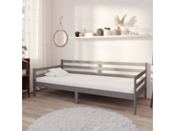 Vidaxl Sofá-cama Com Colchão 90x200 Cm Pinho Maciço Cinzento