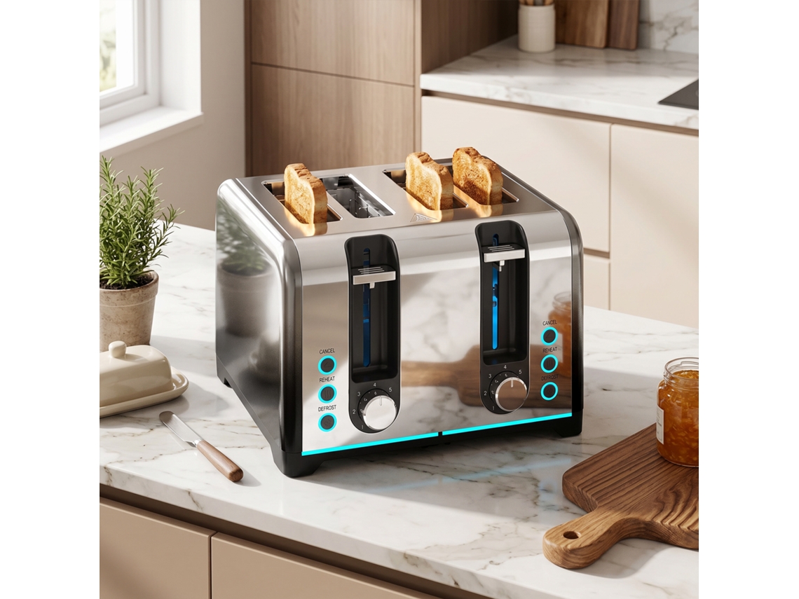 4-slice Toaster With 7 Browning Levels, Warm-up, Defrost And Cancel Function
