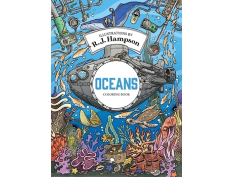 Livro Oceans Coloring Book de R J Hampson (Inglês - Capa Dura)