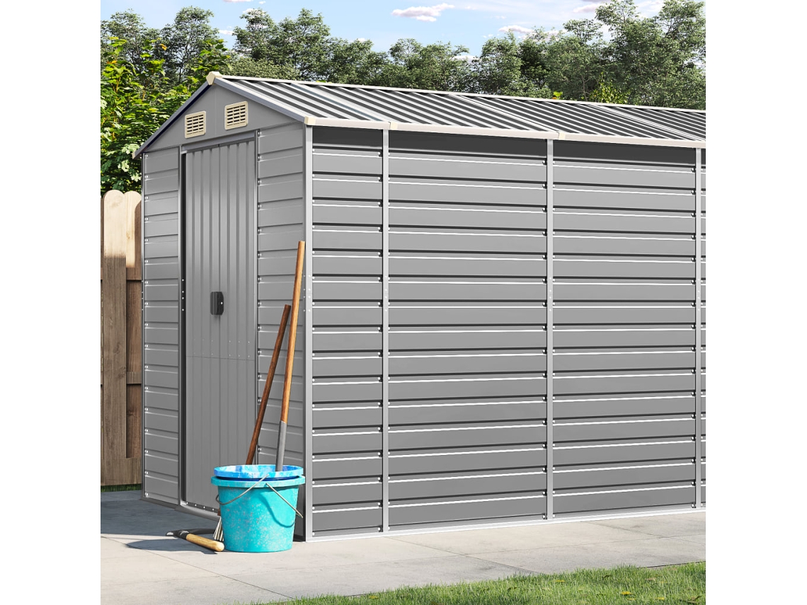 Abrigo De Jardim 191x895x198 Cm Aã§o Galvanizado Cinza Claro Dkd Home Decor