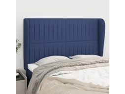 Vidaxl Cabeceira De Cama C/ Abas Tecido 147x23x118/128 Cm Azul