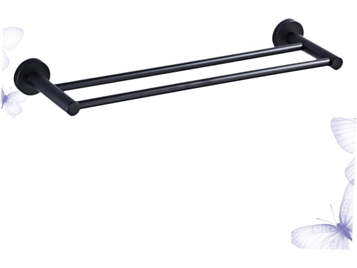 Suporte De Toalhas Parede Preto Nuobesty, Resistente, Com Haste Dupla, Design Elegante Para Banheiro