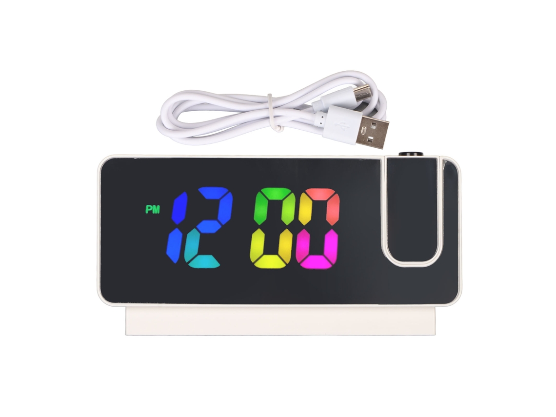 Reloj Despertador Digital Led Espejo Control Voz Temperatura Calendario Dormitorio