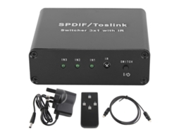 Comutador Spdif /toslink 3x1 Com Controle Remoto, 3 Entradas E 1 Saída, 100v, 240v