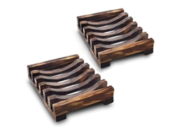 2026 linjou 2 Piezas Portajabones de Madera Natural, Porta Jabón Antideslizante para Baño Cocina