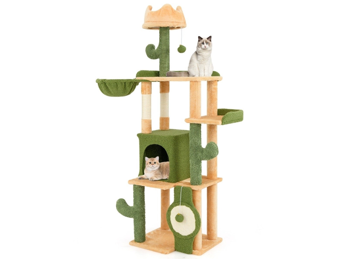 Árvore para Gatos de 160 cm com Design de Cacto e Caverna B2X