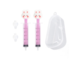 Mali 2pcs Irrigador Nasal Bebê Silicone Seringa Animal Desenho Animado Rosa Coelho 10ml