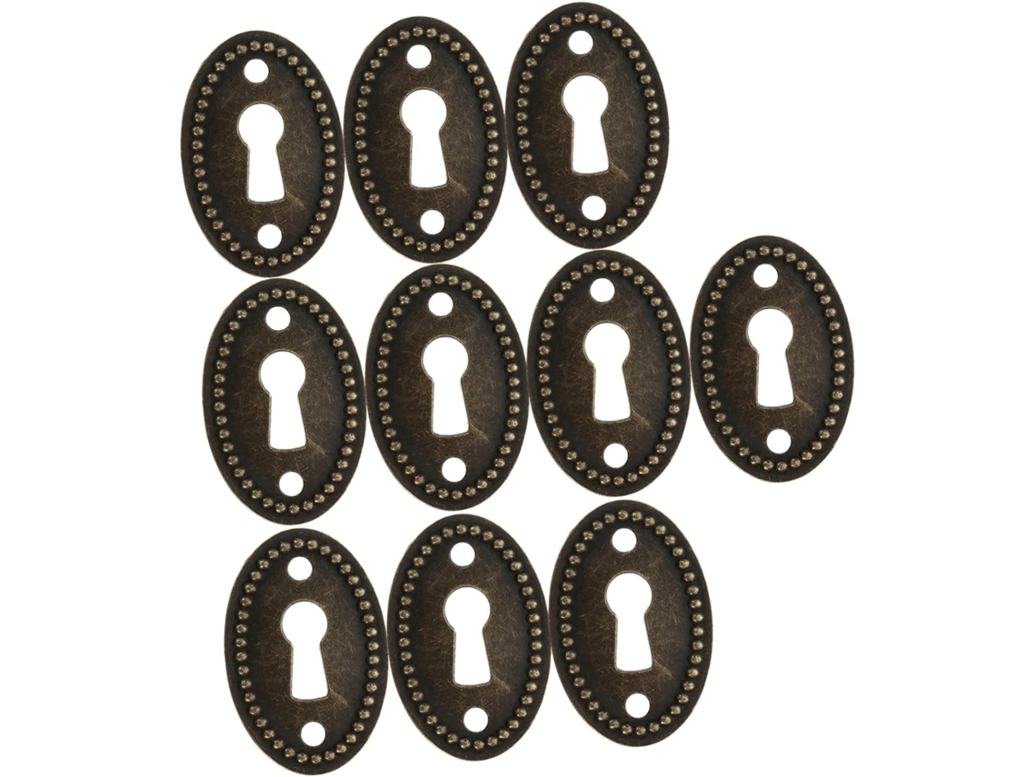 Conjunto De 10 Peças Protetores Fechadura Ovais Antigos, Placas Decorativas Para Fechaduras De Portas Armários