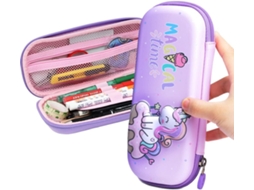 Estojo para Lápis, Grande Capacidade, Portátil, com Zíper, Unicórnio, Desenho Animado, Meninas AQUAFORGE