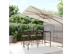 Vidaxl Mesa De Bar Com Tampo De Vidro 180x70x110 Cm Vime Pe Castanho