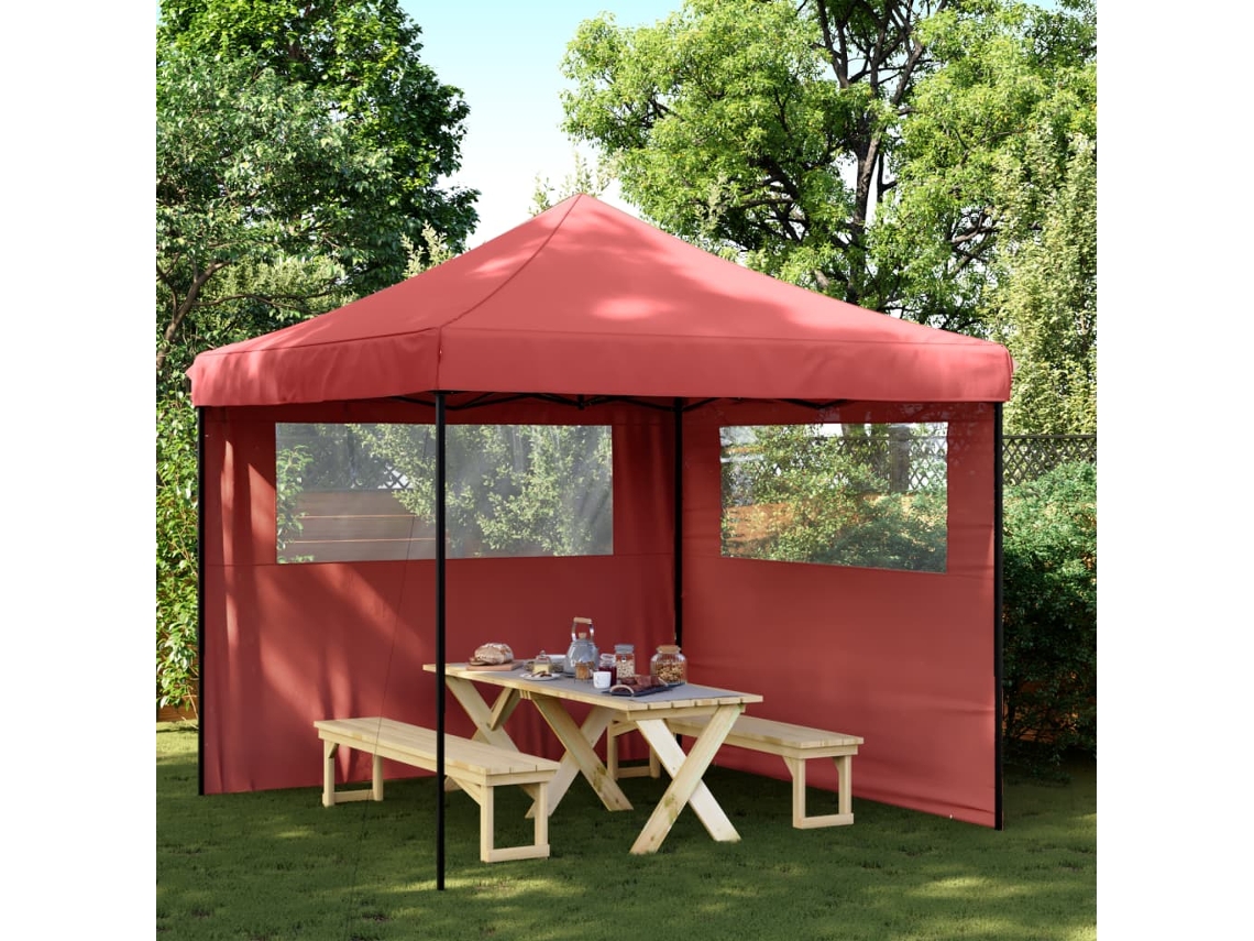 Vidaxl Tenda Para Festas Pop-up Dobrável Com 2 Paredes Laterais Bordô