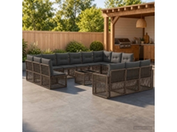 Vidaxl Conjunto De Sofá De Jardim 14 Unid. Cinza E Cinza Escuro