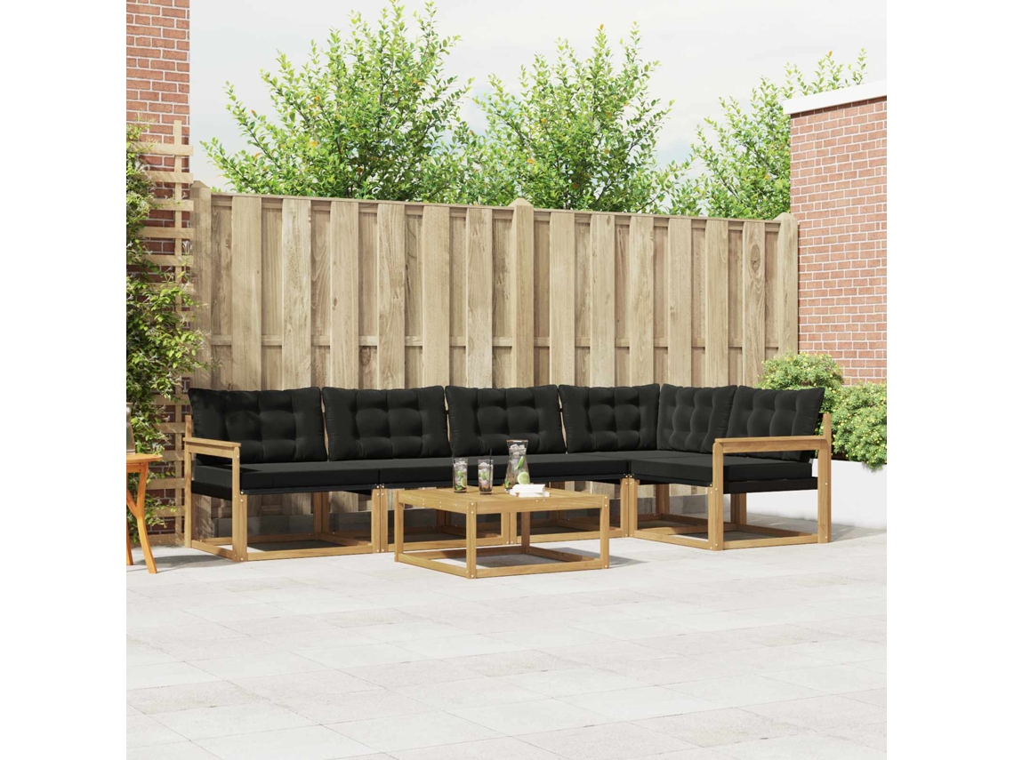 Vidaxl Conjunto De Sofás Para Exterior 6 Unid. Branco E Preto
