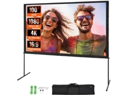 Tela Do Projetor VEVOR com Suporte Tela de Filme Externa Hd de 100 Polegadas 16:9 4K 1080 com Suporte
