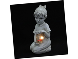 Estátua De Jardim Solar Menino Menina Em Resina, Decorativa E Ecológica, Para Iluminação Externa Em