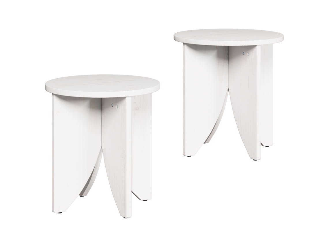 Conjunto 2 Mesa De Centro Vidaxl Branco Madeira De Pinho Maciça (41,5 X 41,5 X 44 Cm)