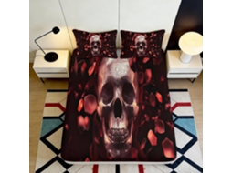 Conjunto de Cama com Estampa 3d Caveira R Microfibra Fronha 200x25cm