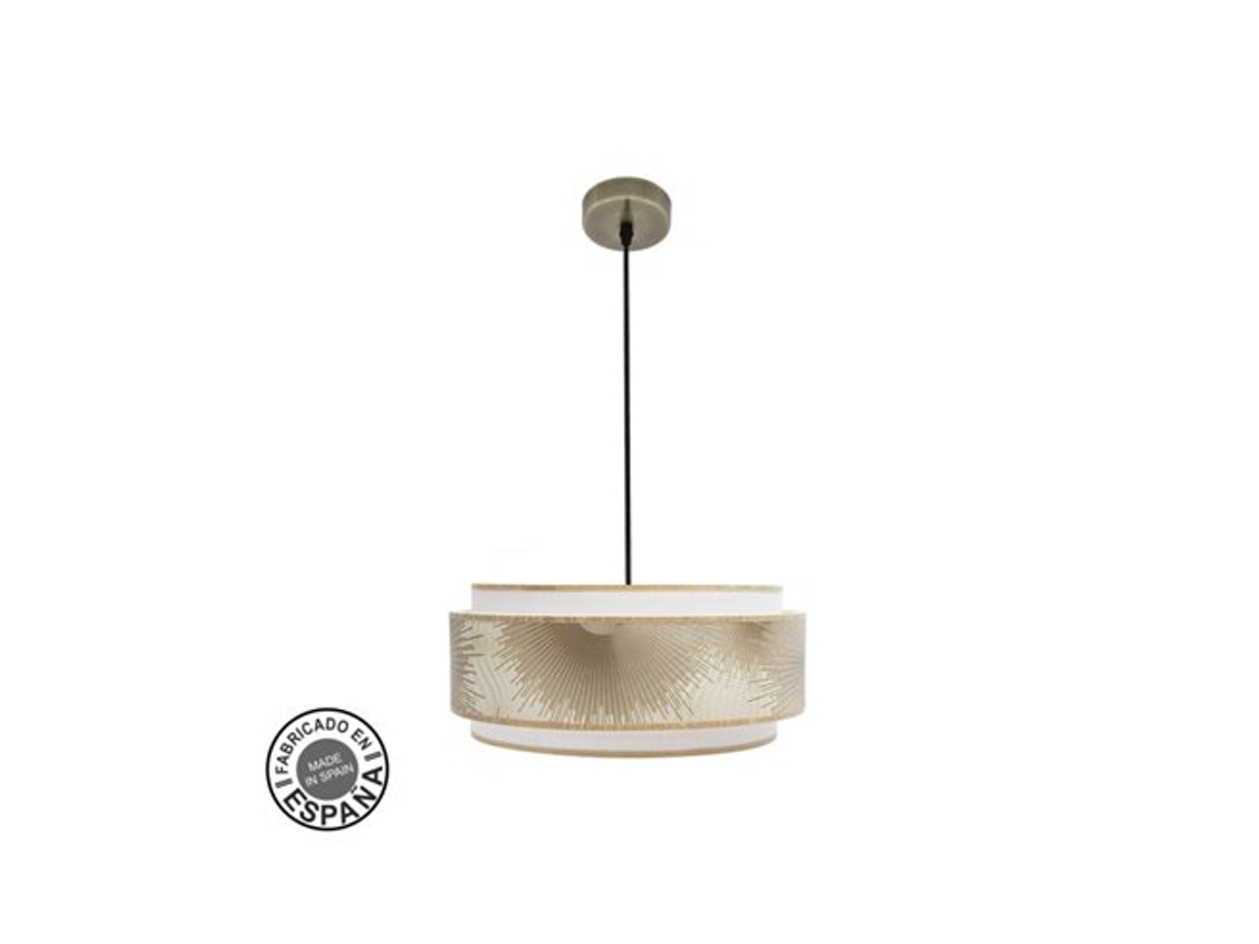 Pingente Nepal 3p 1xe27 Couro/branco/ouro Regx40x40 Cm Fabrilamp