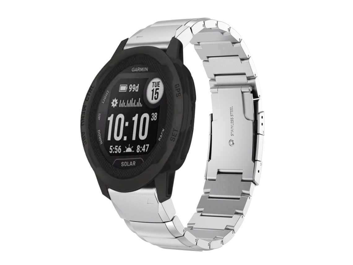 Bracelete Para Garmin Instinct 2 Solar - Aço Inoxidável - Estampa De Casco De Tartaruga (22mm) Prata