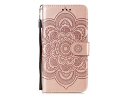 Capa De Couro Com Estampa De Mandala E Flor Para Samsung Galaxy A21s