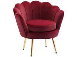 Poltrona de Concha. Poltrona Vintage. Quarto e Poltrona da Sala. Design Elegante. com Encosto Alto. 76x67x74cm. Vermelho Escuro Ge