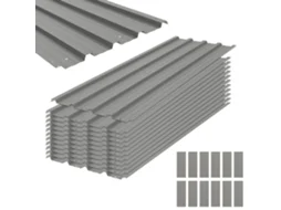 Lote de 12 painéis de aço galvanizado, resistentes às intempéries, 129x45cm cada BTFORUS
